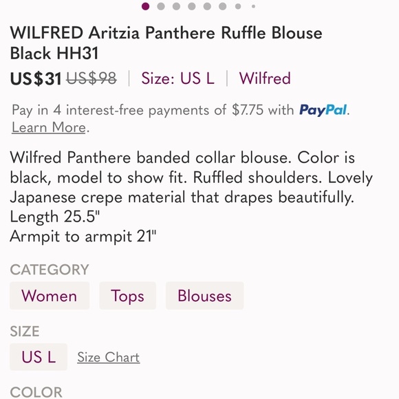 Wilfred White Panthere Ruffled Blouse XS - Picture 12 of 12